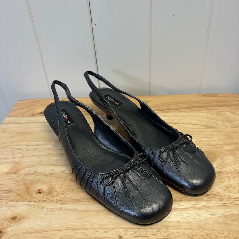 Style & Co Debbie Slingback Leather Kitten Heel Women Size 9.5 Coquette Romantic